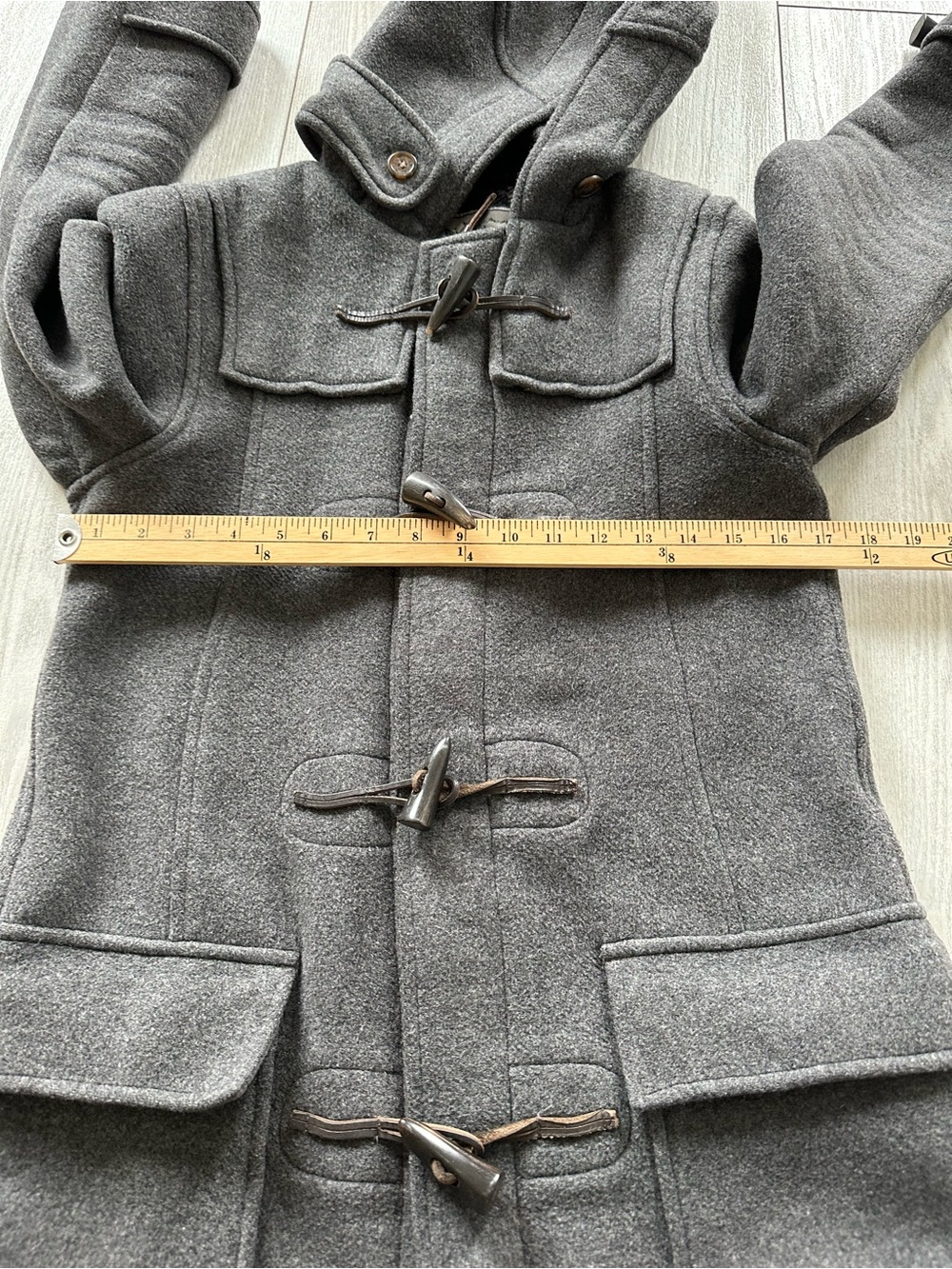 TNA Classic Hooded Duffle Wool Coat in Charcoal Gray  Small - Picture 7 of 8